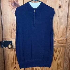 Peter Millar Men's Zip Up Sweater Vest in Deep Blue